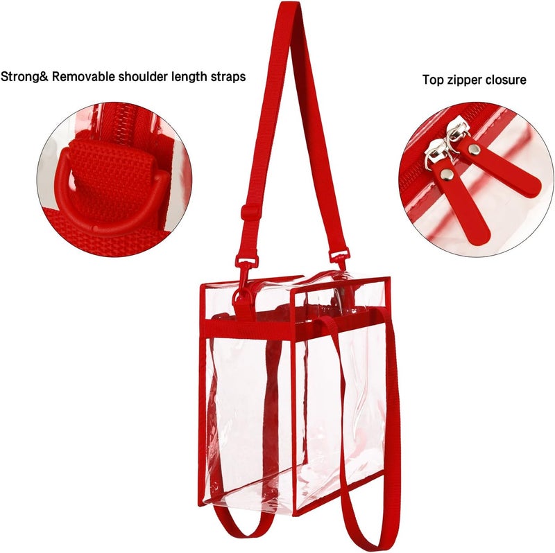 BAGAIL Clear Bags 12x6x12 Stadium Approved Clear Tote Bag with Zipper Closure Crossbody Shoulder Bag with Adjustable Strap - Image 2